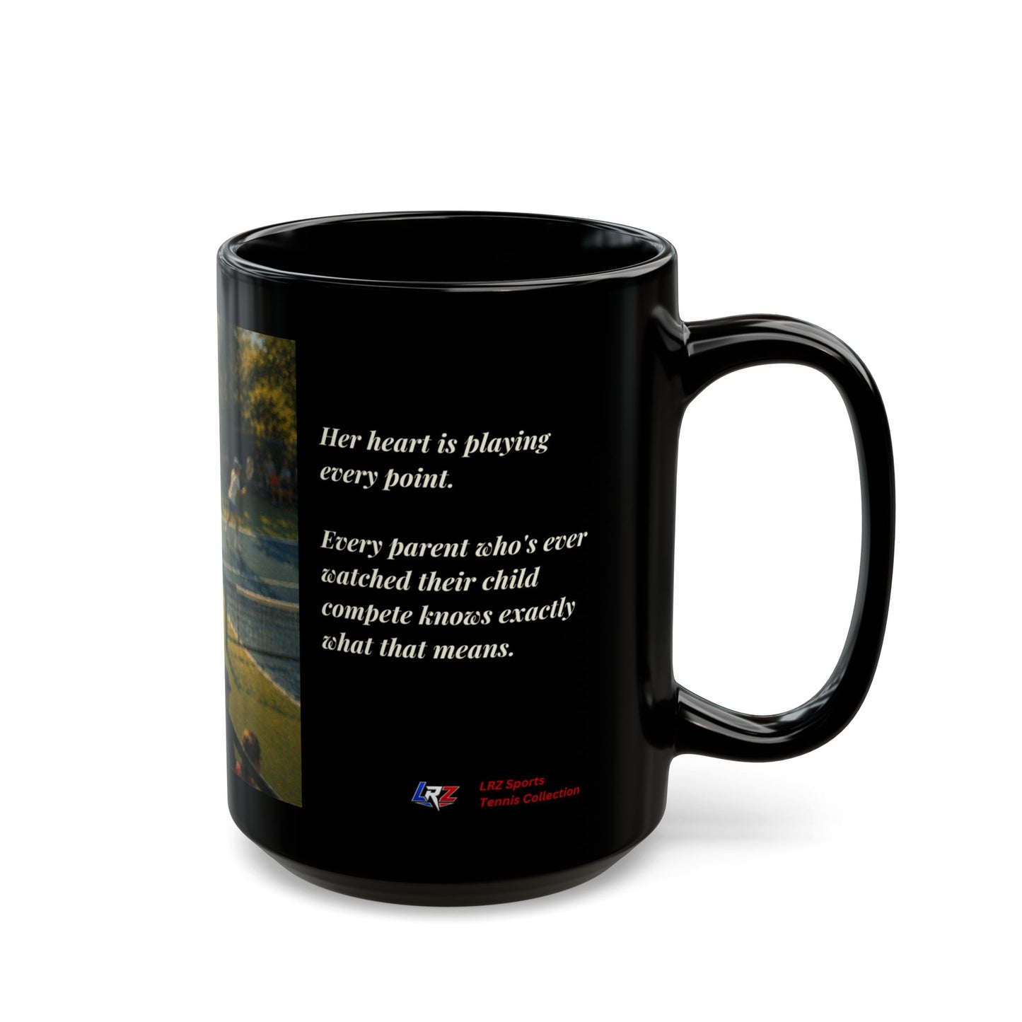 Her Heart Is Playing Every Point | Tennis Mom Foundation 15 oz Coffee Mug - FREE SHIPPING