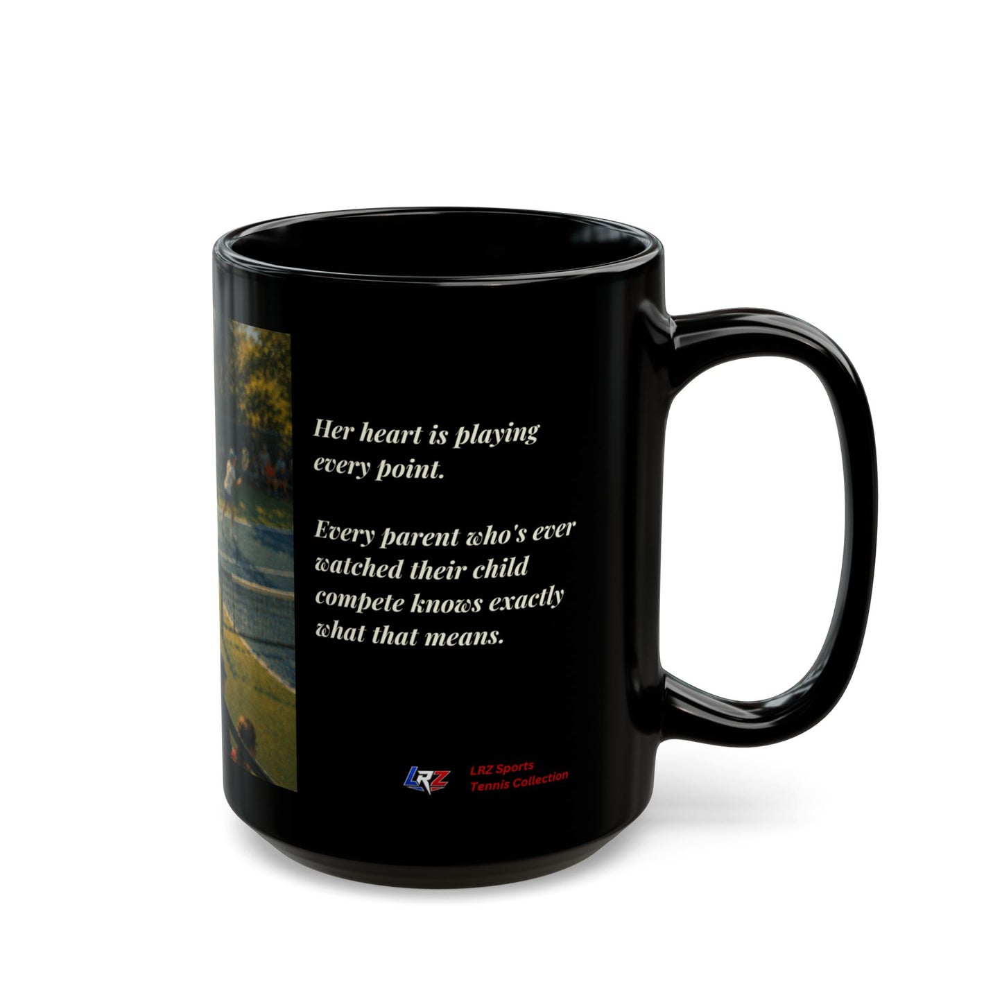 Her Heart Is Playing Every Point | Tennis Mom Legacy 15 oz Coffee Mug - FREE SHIPPING