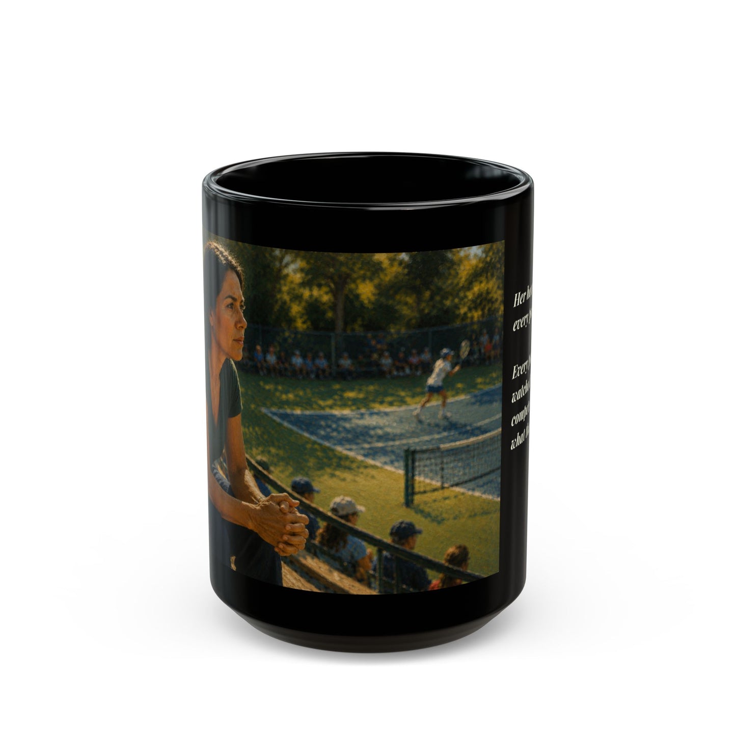 Her Heart Is Playing Every Point | Tennis Mom Legacy 15 oz Coffee Mug - FREE SHIPPING