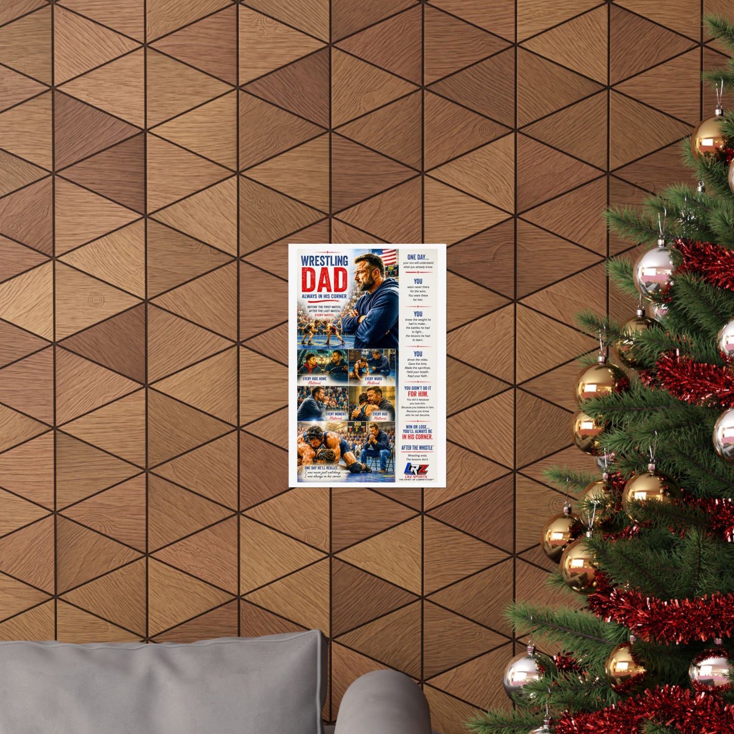 WRESTLING DAD  Always In His Corner - 11" by 17" Matte Poster - FREE SHIPPING