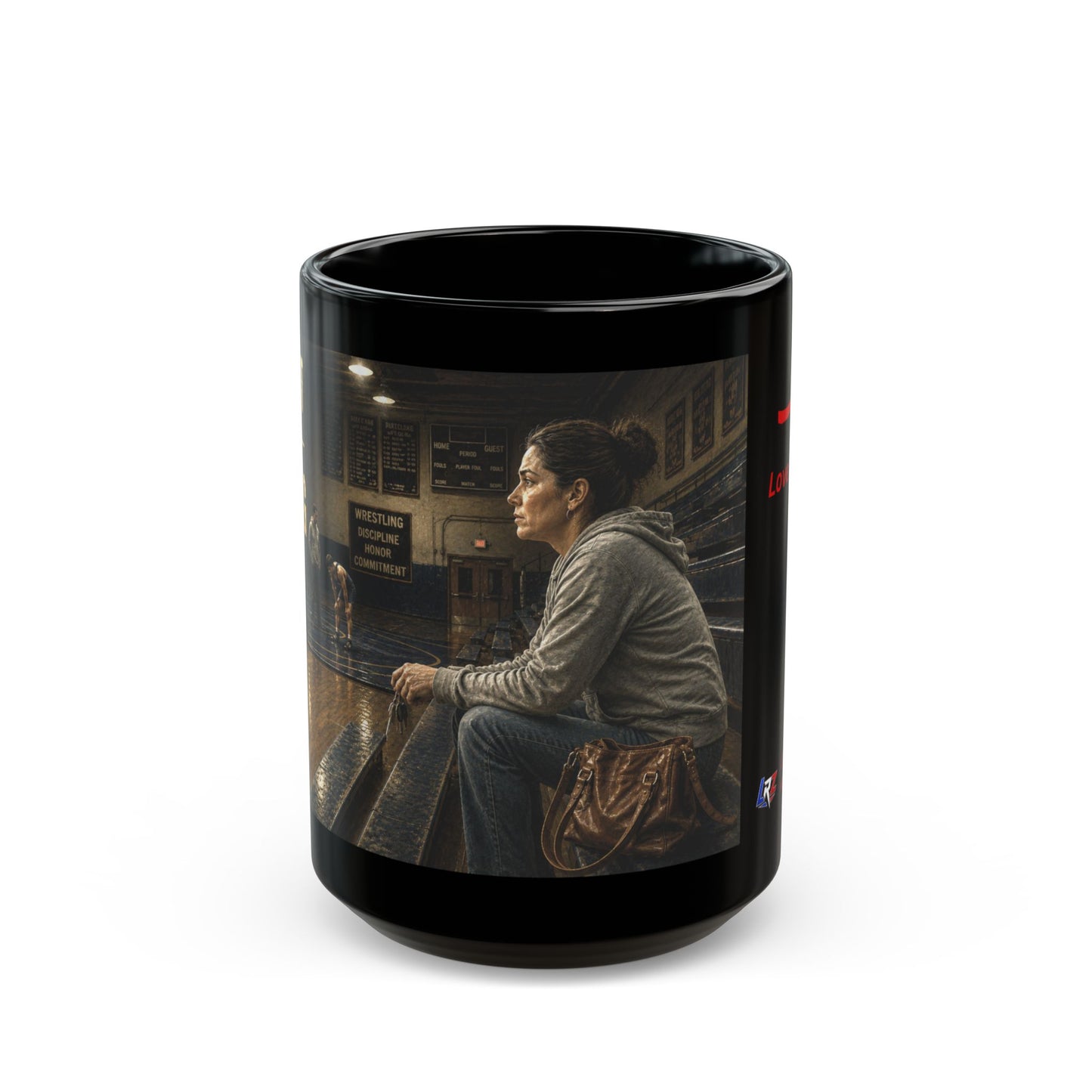 Legacy Edition "THE LAST ONE WAITING"  15 oz. Black Ceramic Wrestling Mom Coffee Mug - FREE SHIPPING