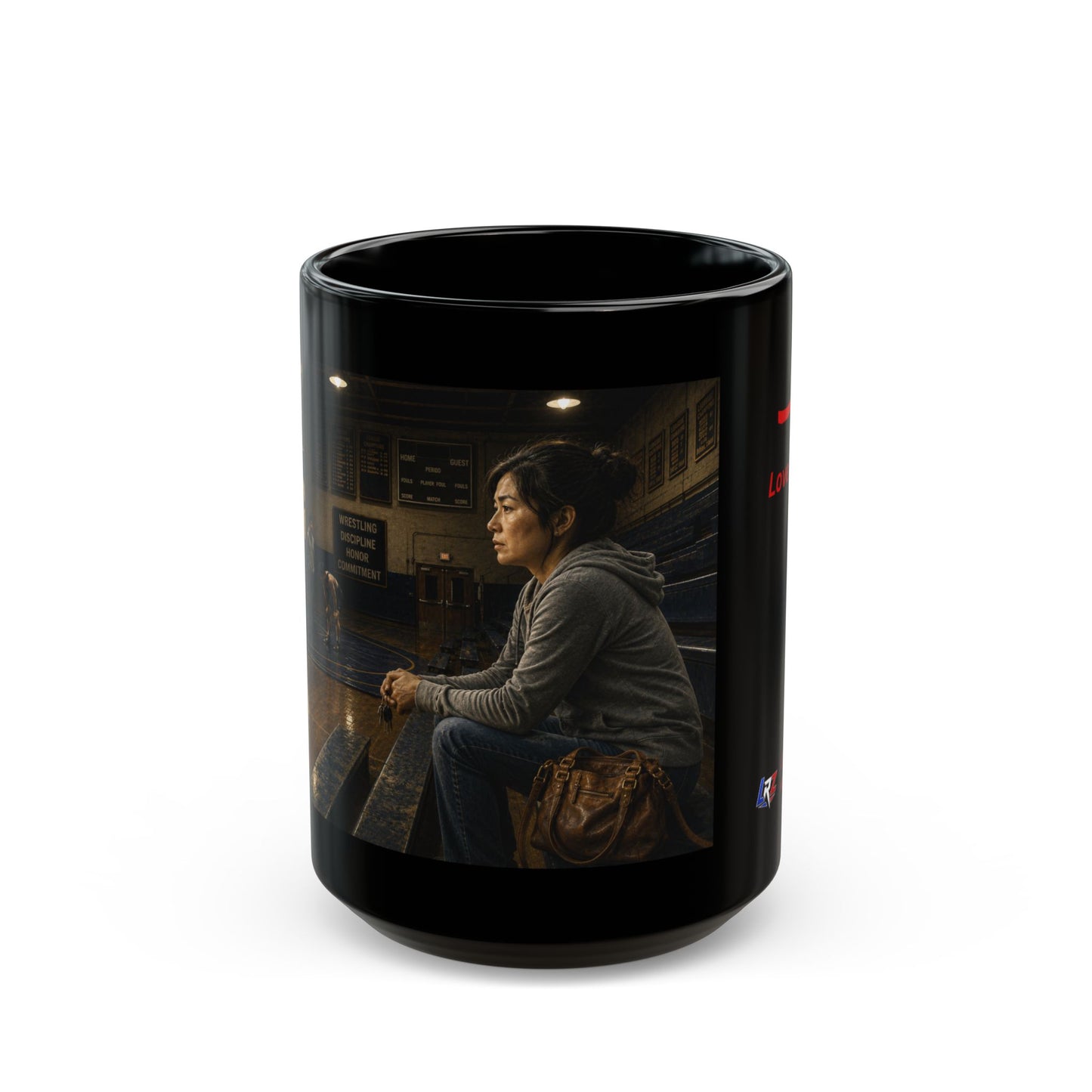 Tradition Edition "THE LAST ONE WAITING"  15 oz. Black Ceramic Wrestling Mom Coffee Mug - FREE SHIPPING