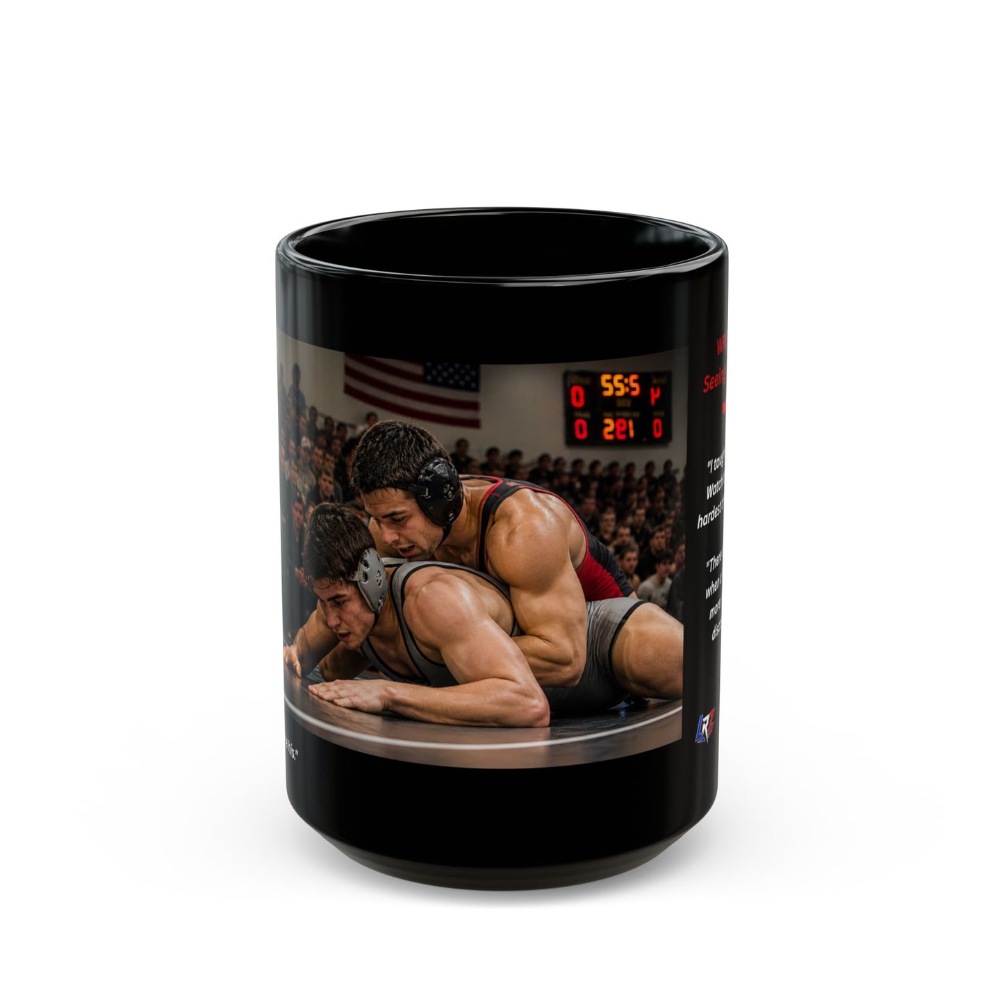 Legacy Edition "SEEING THE LESSON LAND™ 15 oz. Black Ceramic Wrestling Dad Coffee Mug - FREE SHIPPING