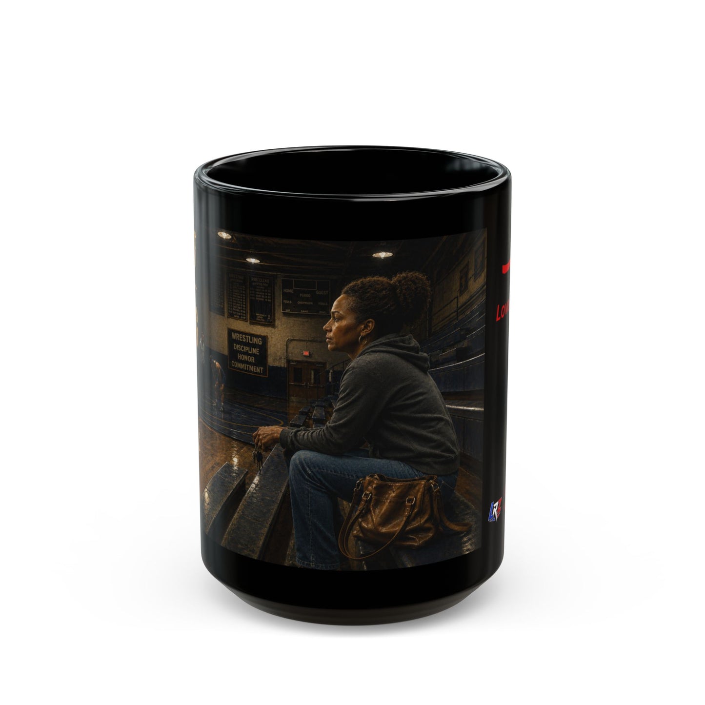 Heritage Edition "THE LAST ONE WAITING"  15 oz. Black Ceramic Wrestling Mom Coffee Mug - FREE SHIPPING