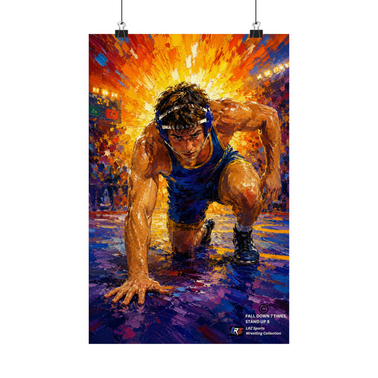 FALL DOWN 7 TIMES, STAND UP 8 — Wrestling 11" × 17" Wall Art Poster — FREE SHIPPING