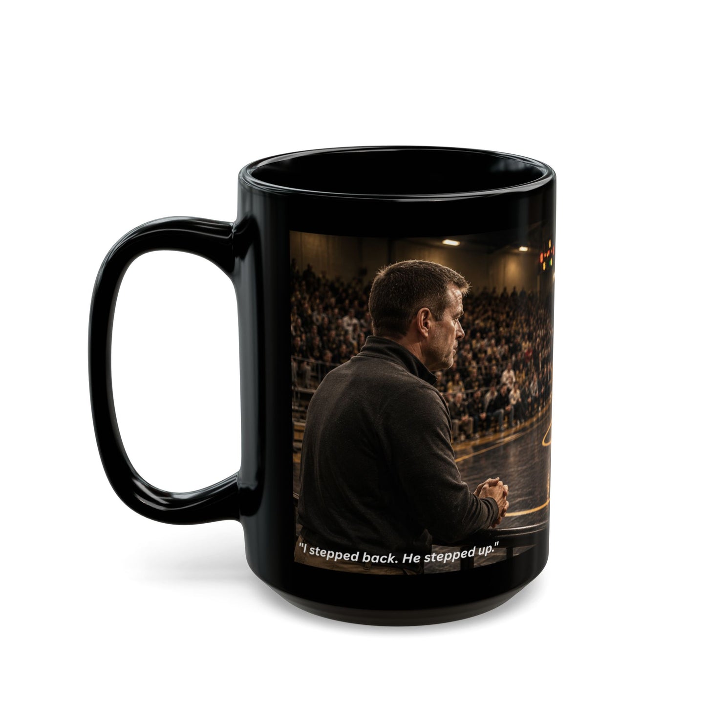 Foundation Edition "EVERY MILE LED HERE™ 15 oz. Black Ceramic Wrestling Dad Coffee Mug - FREE SHIPPING