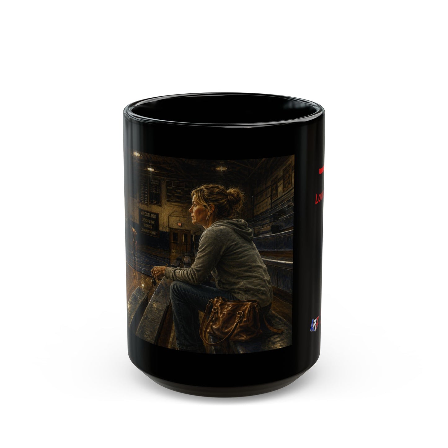 Foundation Edition "THE LAST ONE WAITING"  15 oz. Black Ceramic Wrestling Mom Coffee Mug - FREE SHIPPING