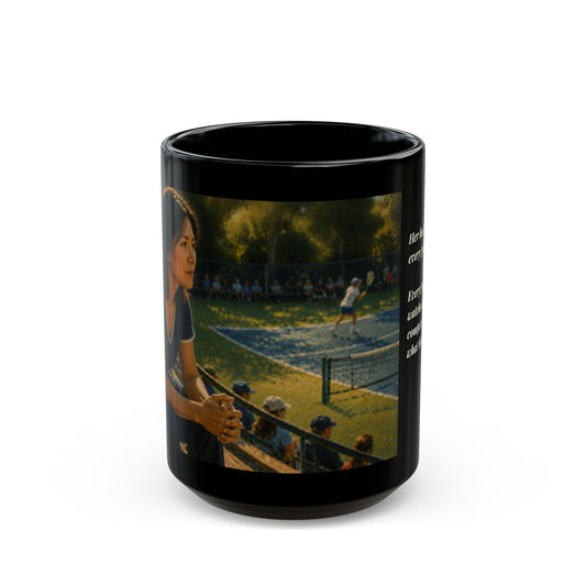 Her Heart Is Playing Every Point | Tennis Mom Tradition 15 oz Coffee Mug - FREE SHIPPING
