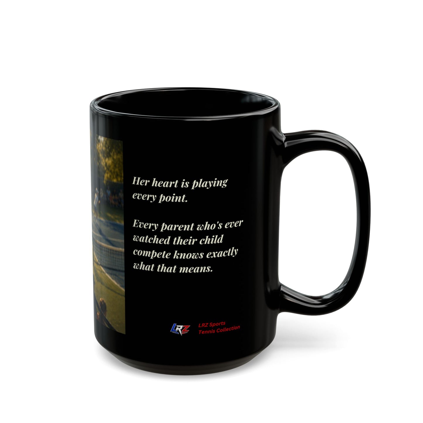 Her Heart Is Playing Every Point | Tennis Mom Heritage 15 oz Coffee Mug - FREE SHIPPING