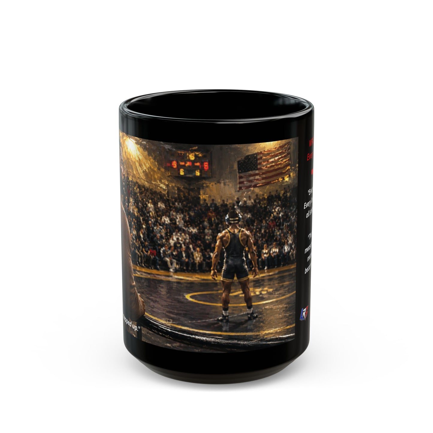 Heritage Edition "EVERY MILE LED HERE™ 15 oz. Black Ceramic Wrestling Dad Coffee Mug - FREE SHIPPING