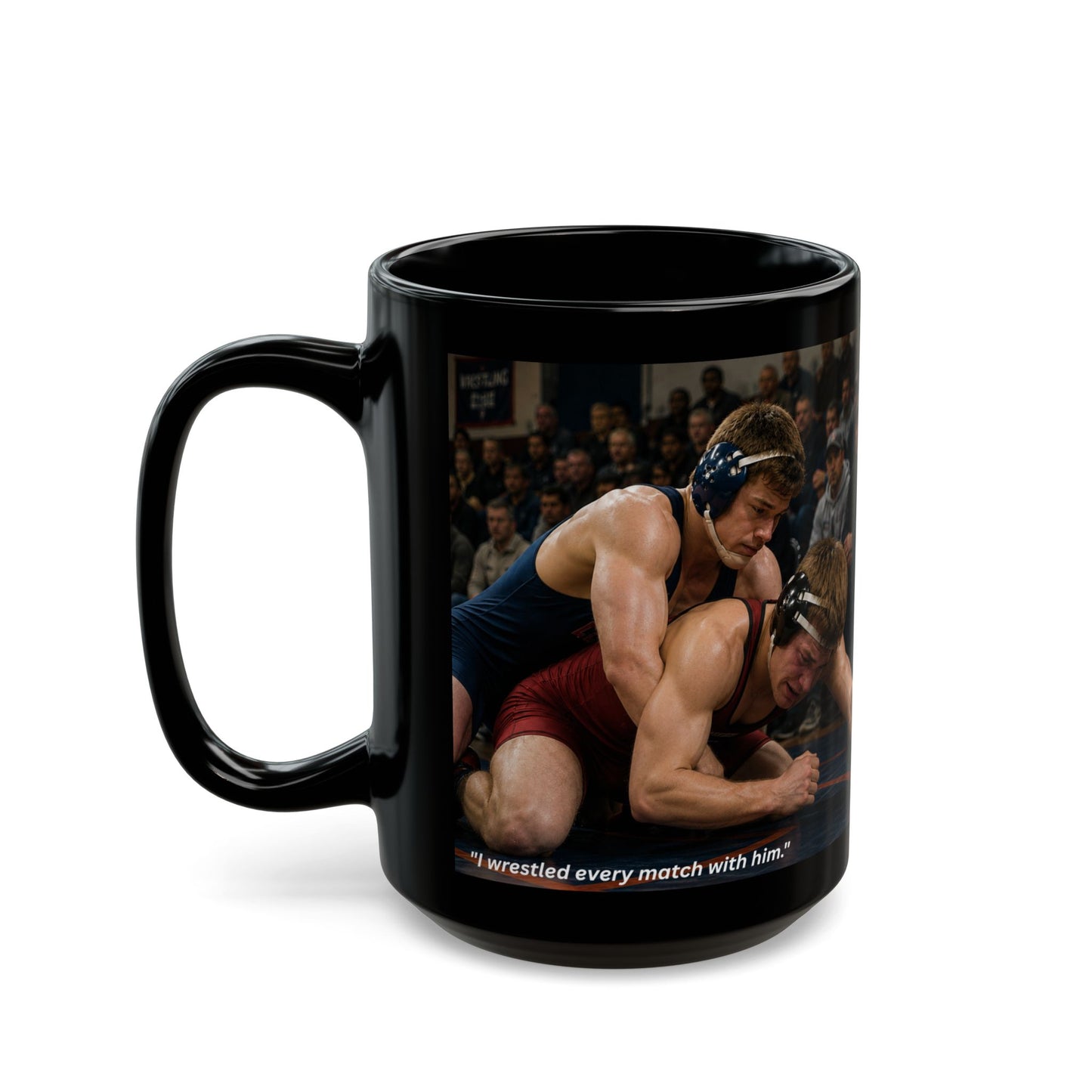 Foundation Edition "SHE NEVER LOOKED AWAY™™ 15 oz. Black Ceramic Wrestling Mom Coffee Mug - FREE SHIPPING