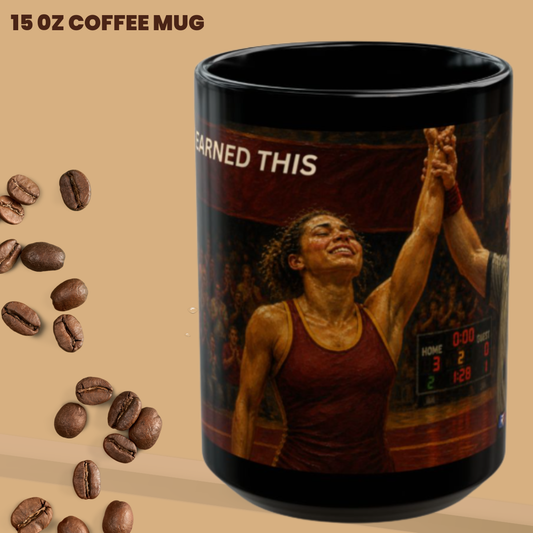 SHE EARNED THIS | Amateur Girl Wrestling 15oz Coffee Mug - FREE SHIPPING