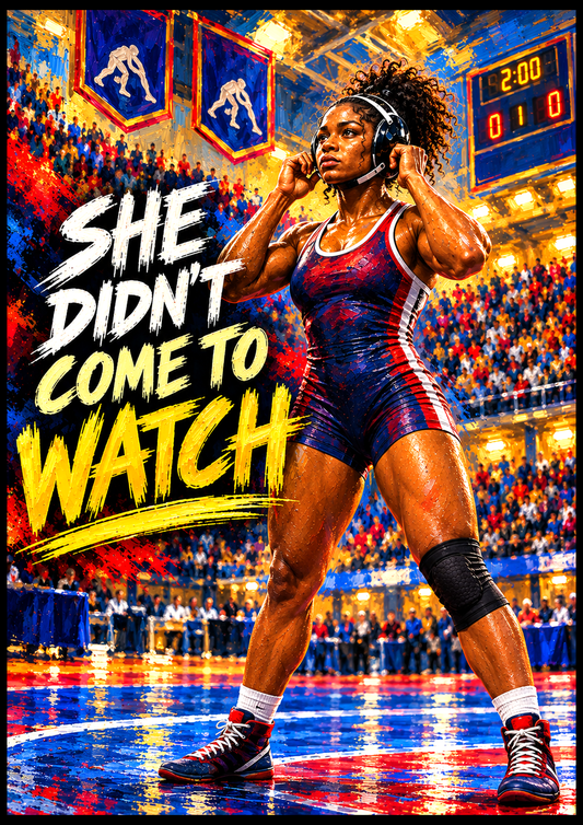 SHE DIDN'T COME TO WATCH — 33" × 47"