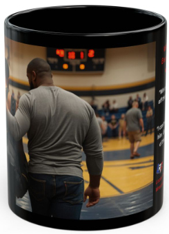Wrestler's Dad — "Every Step With Him" | 15oz Black Ceramic - FREE SHIPPING