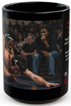 Wrestling Mom "The Weight Of Every Moment" — 15oz Black Ceramic- FREE SHIPPING