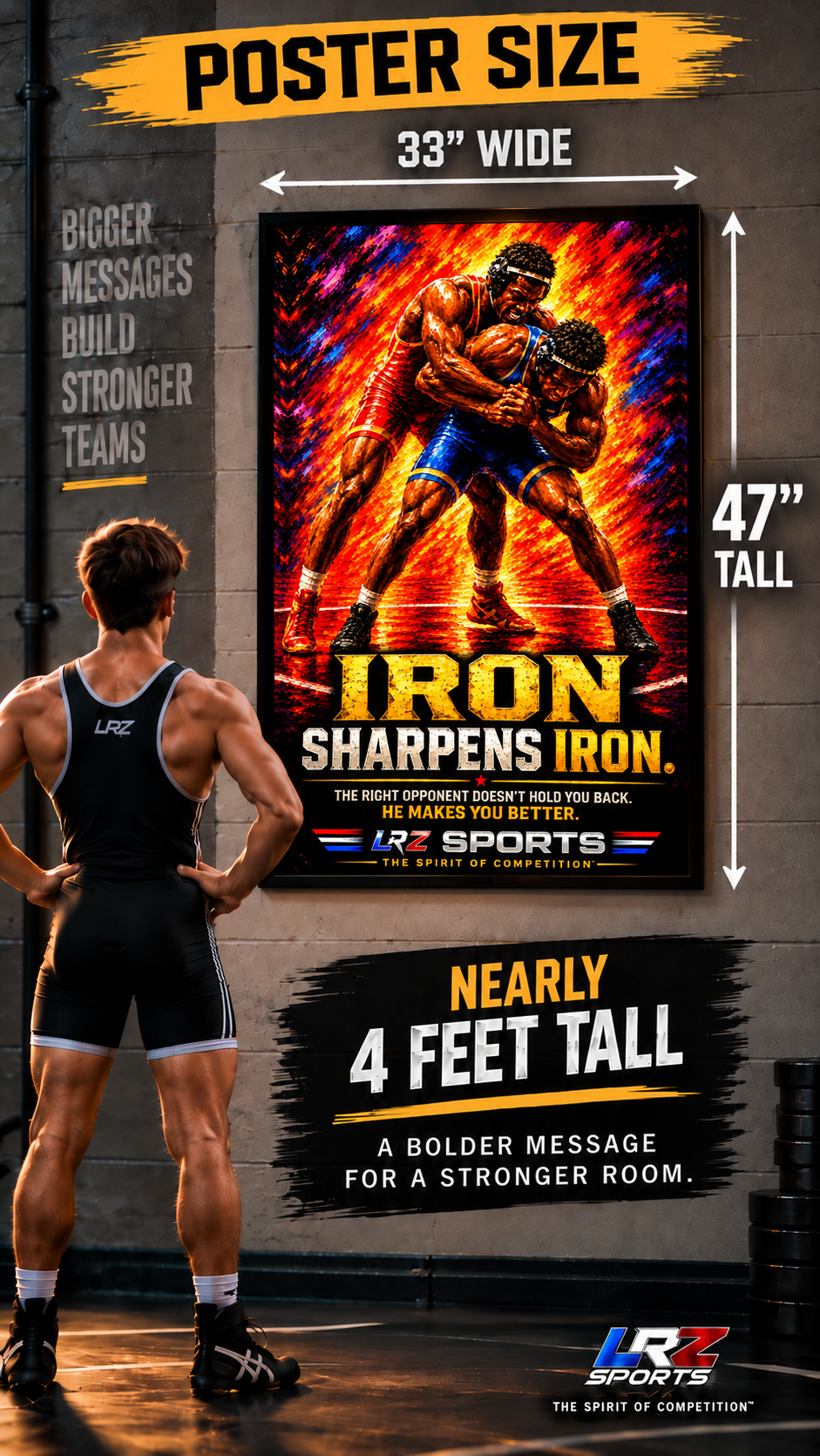 IRON SHARPENS IRON - Wrestling Room Poster — 33" × 47"